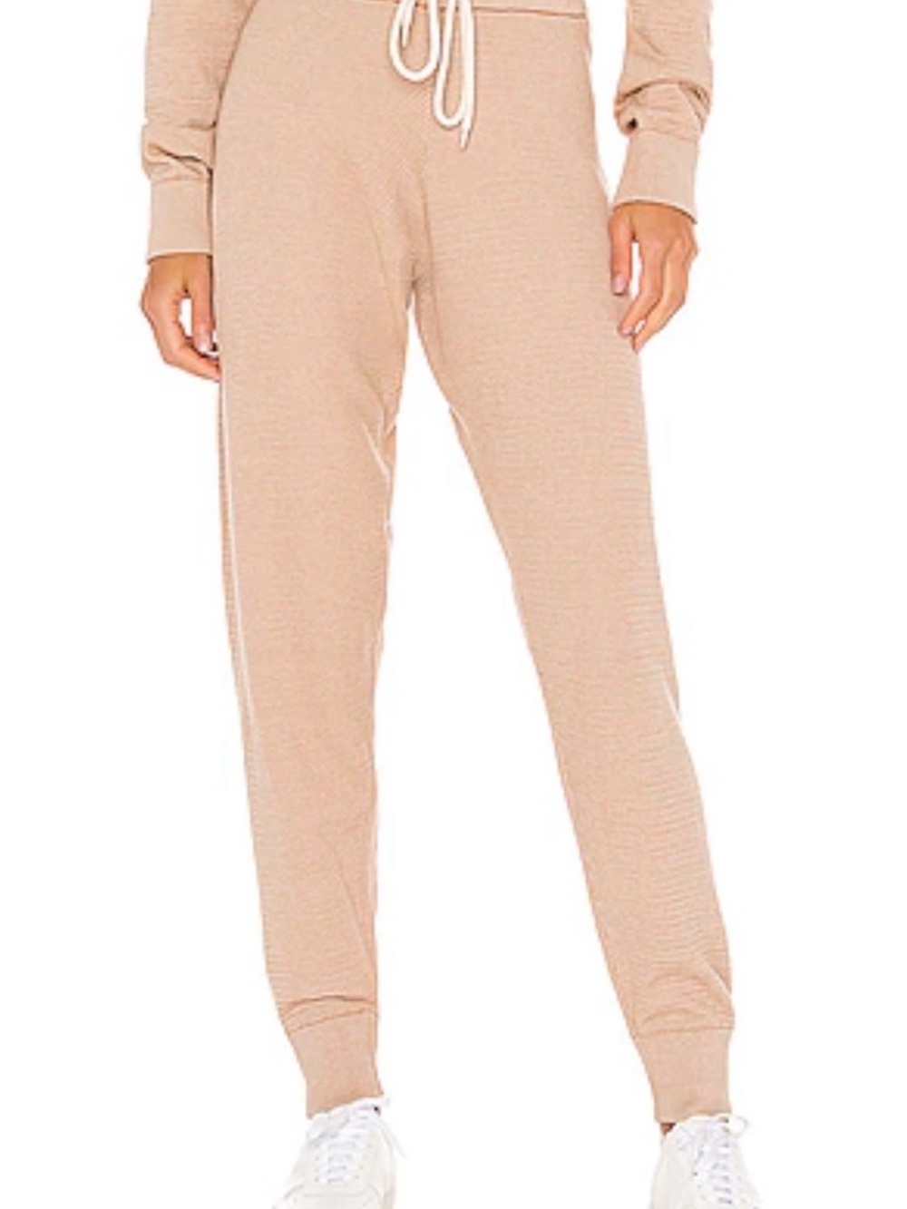 Varley Alice 2.0 Two Tone Waffle Knit Joggers in Praline & Ivory